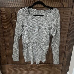 Latched Mama Black & White Space-Dye Long Sleeve easy access Top